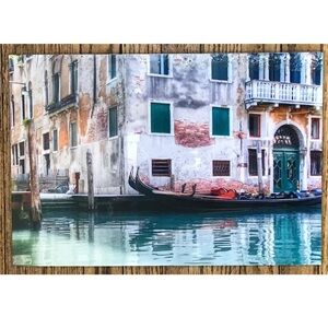 Glossy Venice Italy Art Print On Thick Board Gondola Building 16 x 11 Inch